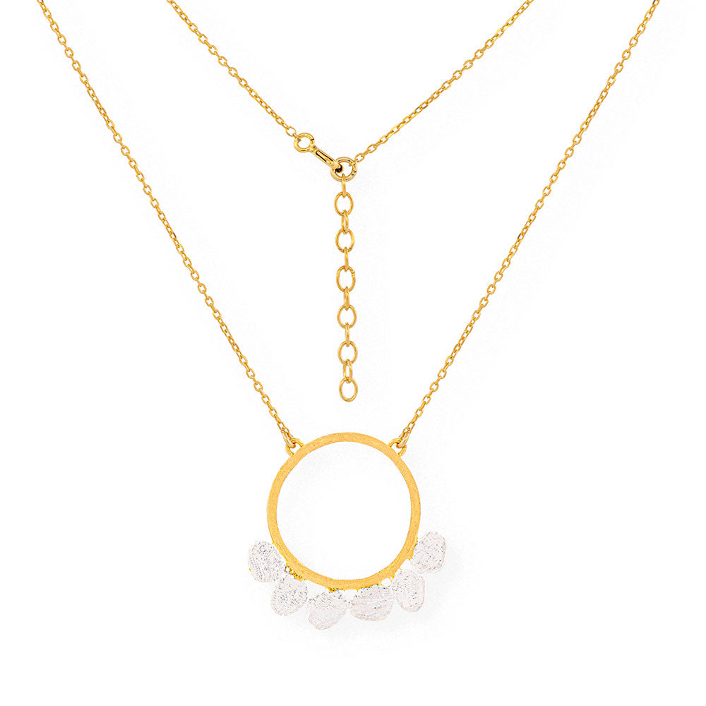 Handmade Gold & Silver Necklace Circle With Little Leaves - Anthos Crafts