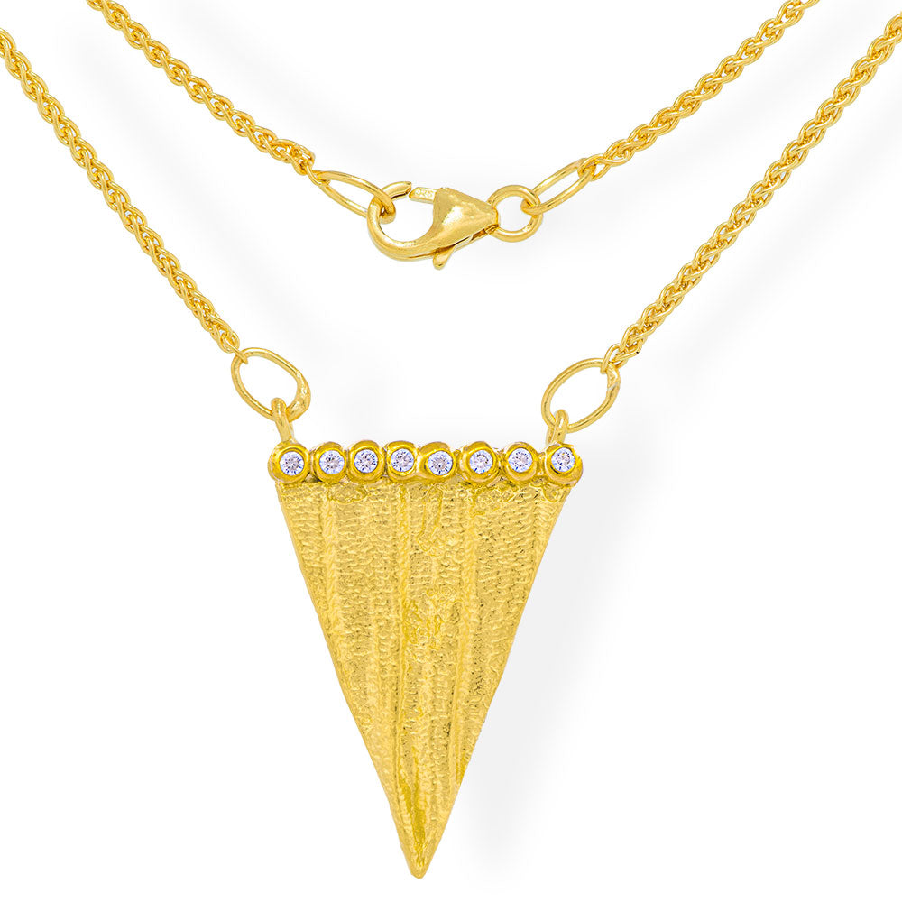 Χειροποίητο Επίχρυσο Ασημένιο Κολιέ Τρίγωνο με Ζιρκόν