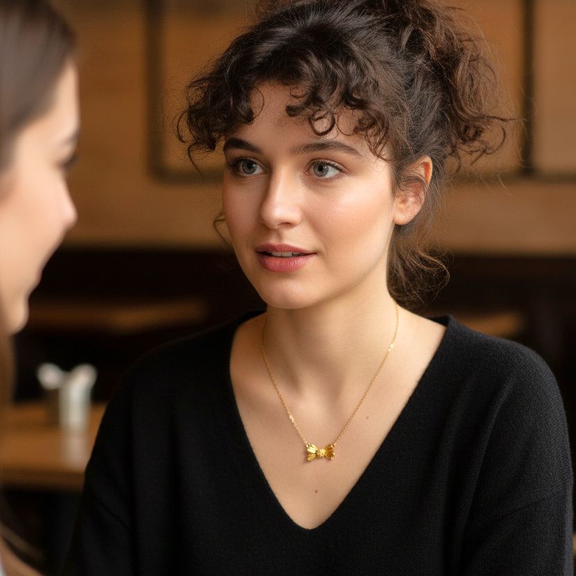 Collana con mezza margherita in argento placcato oro fatta a mano