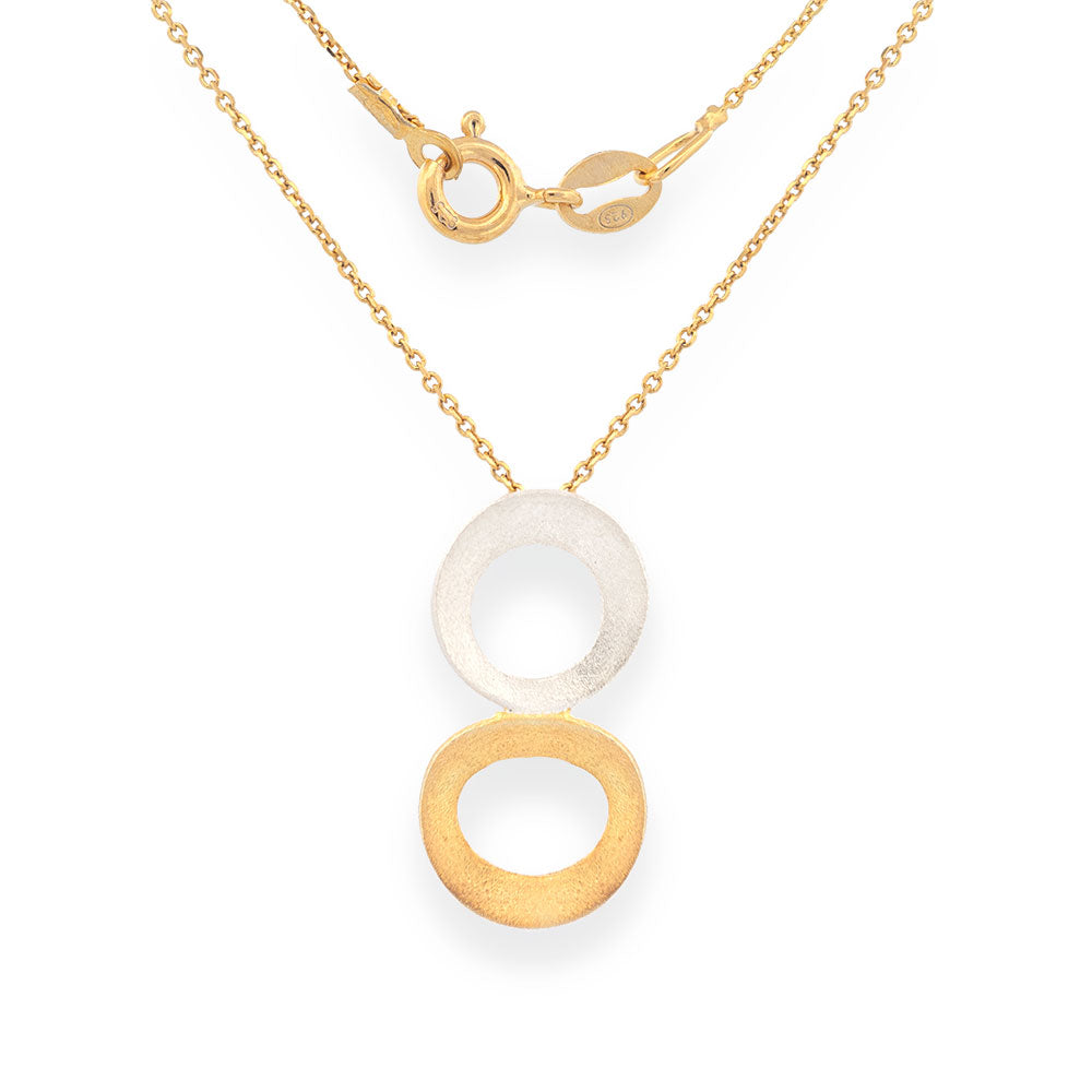 Handmade Gold Plated Silver Two-Tone Necklace 2 Little Circles - Anthos Crafts