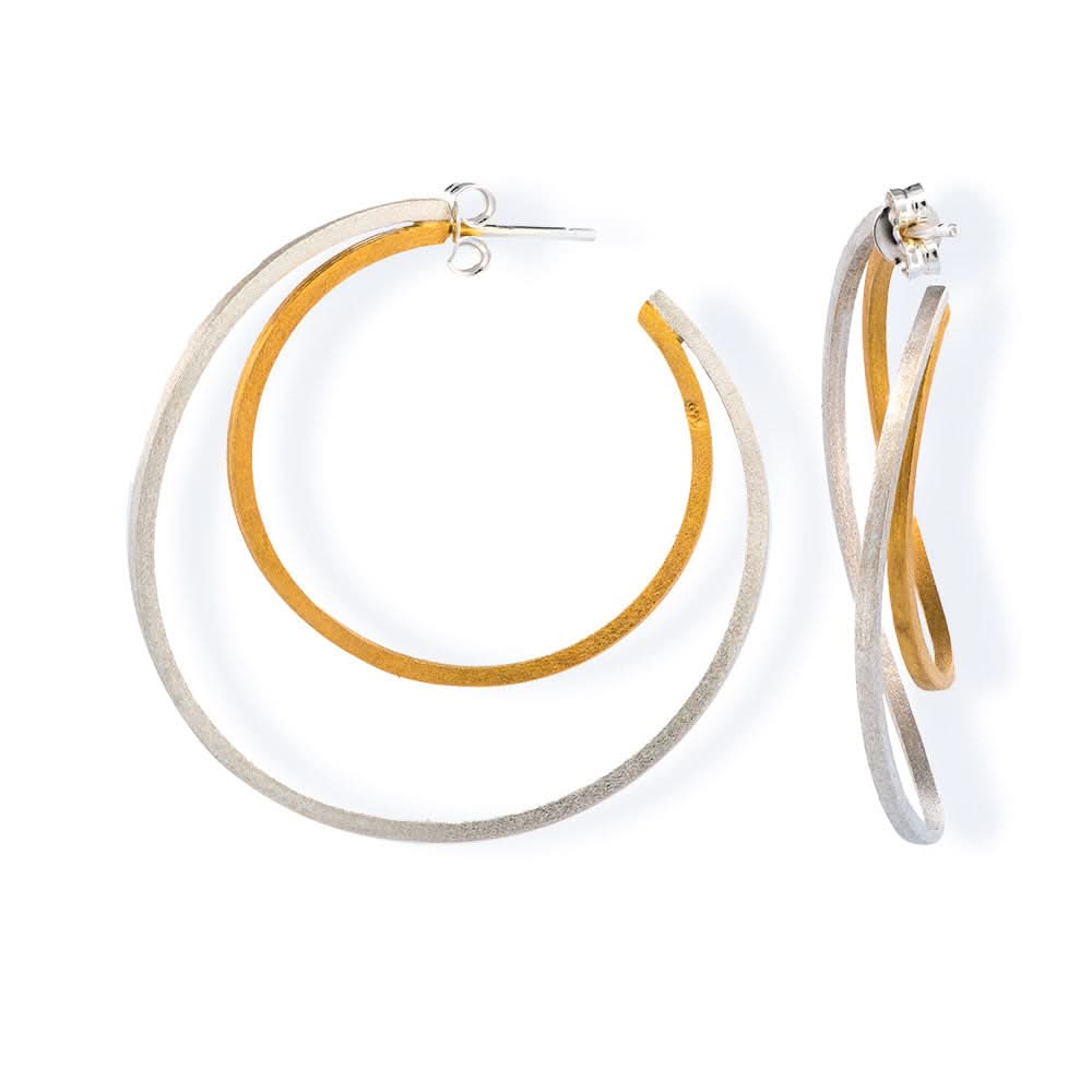 Handmade Gold Silver Hoop Earrings Double Circles Anthos