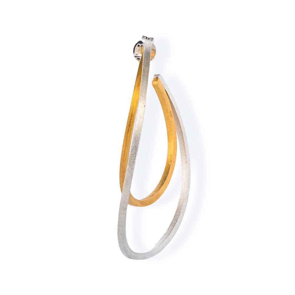 Handmade Gold & Silver Hoop Earrings Double Circles - Anthos Crafts