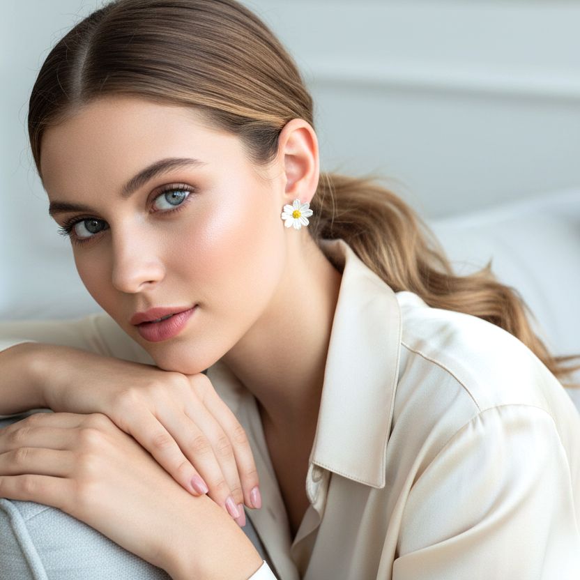 Handmade Gold Plated Silver Daisy Stud Earrings Small - Anthos Crafts