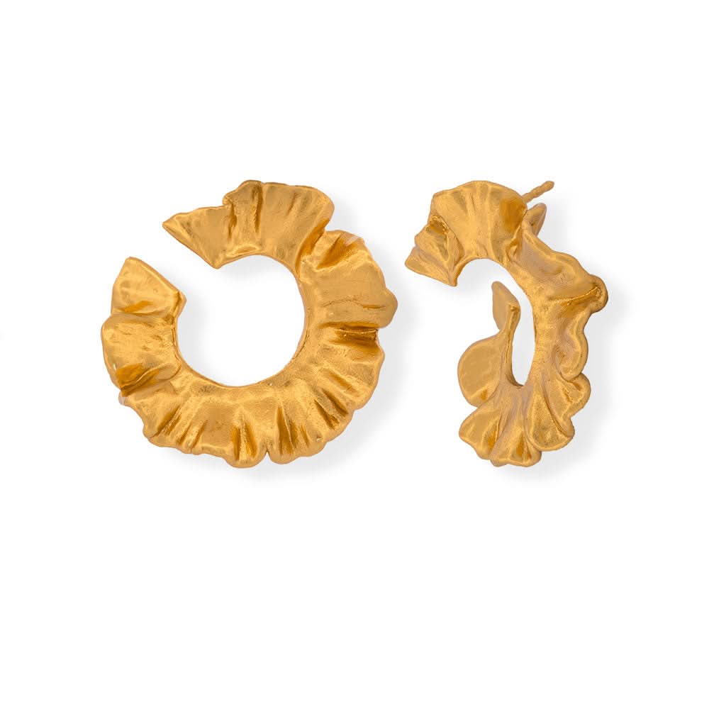 Handmade Gold Plated Silver Hoop Earrings Clotho - Anthos Crafts