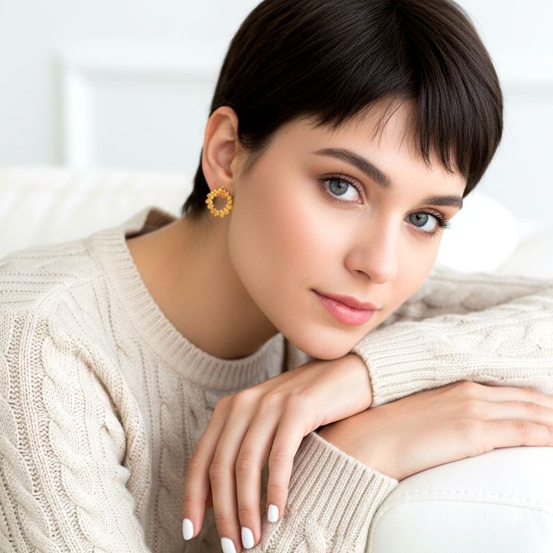 Orecchini a bottone in argento placcato oro fatti a mano Muse