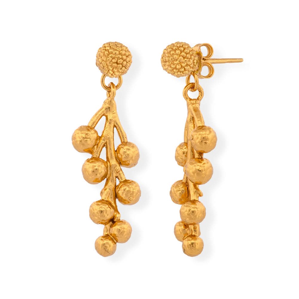 Handmade Gold Plated Silver Dangle Earrings Mimosas - Anthos Crafts