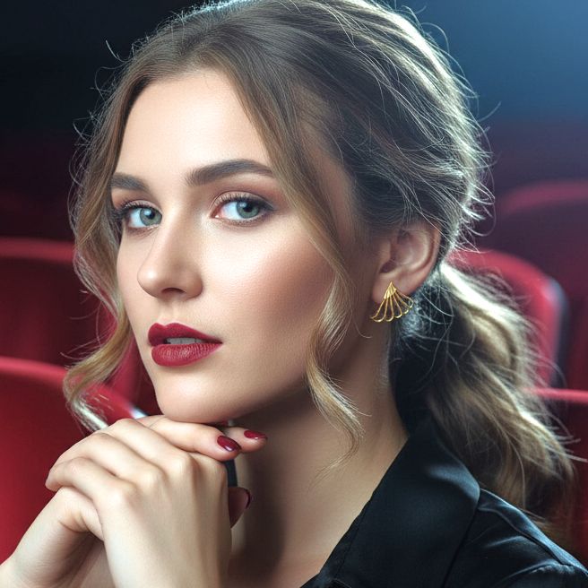 Handmade Gold Plated Silver Stud Earrings Oreithyia - Anthos Crafts