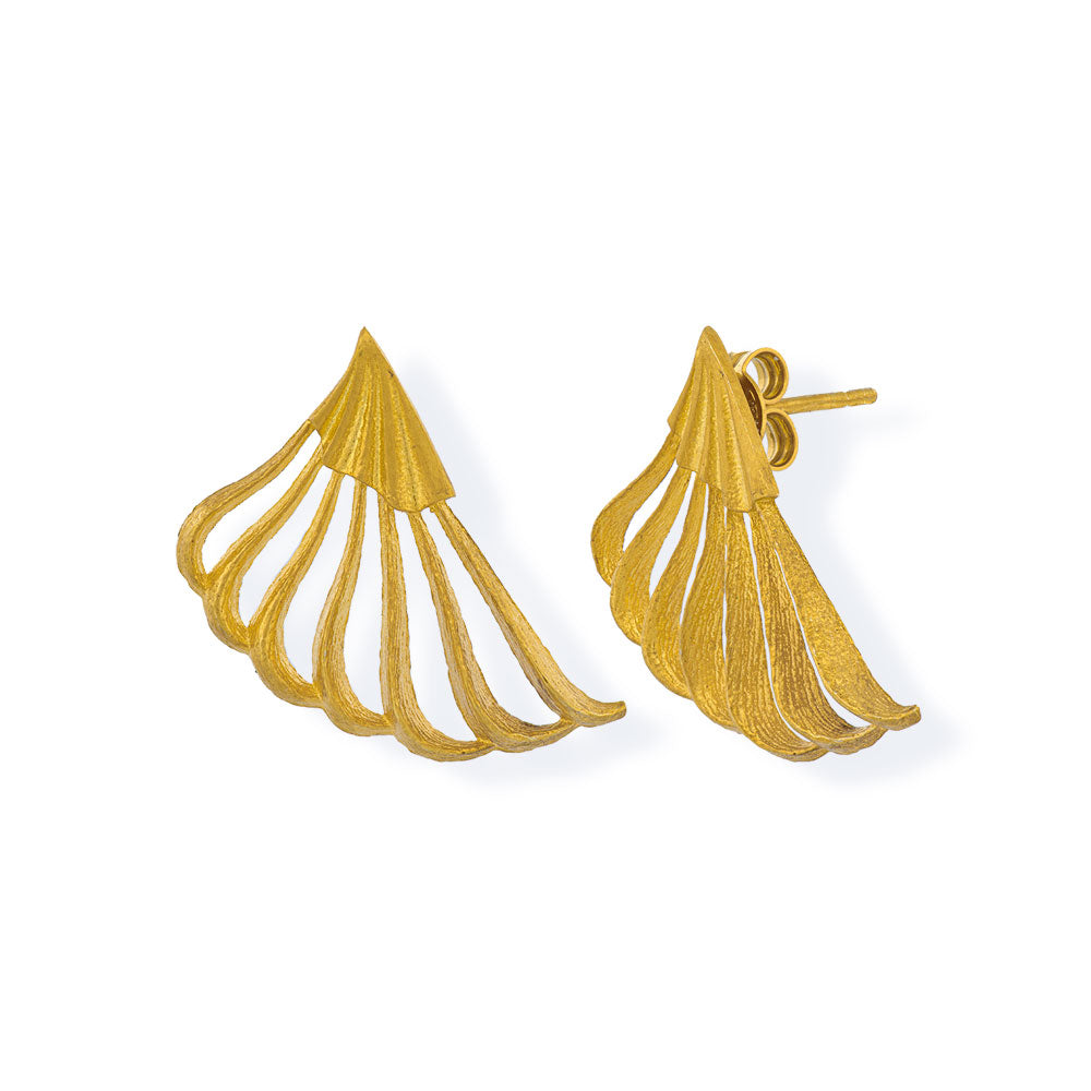 Handmade Gold Plated Silver Stud Earrings Oreithyia - Anthos Crafts