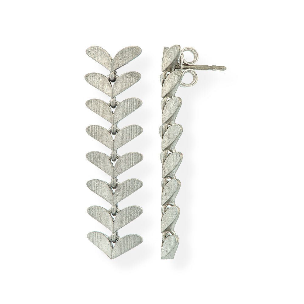 Handmade Silver Dangle Earrings Little Leaves - Anthos Crafts