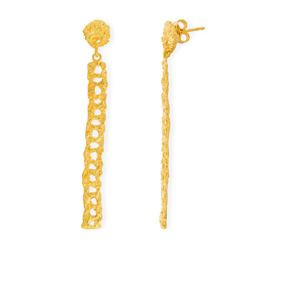 Handmade Gold Plated Silver Dangle Chain Earrings - Anthos Crafts