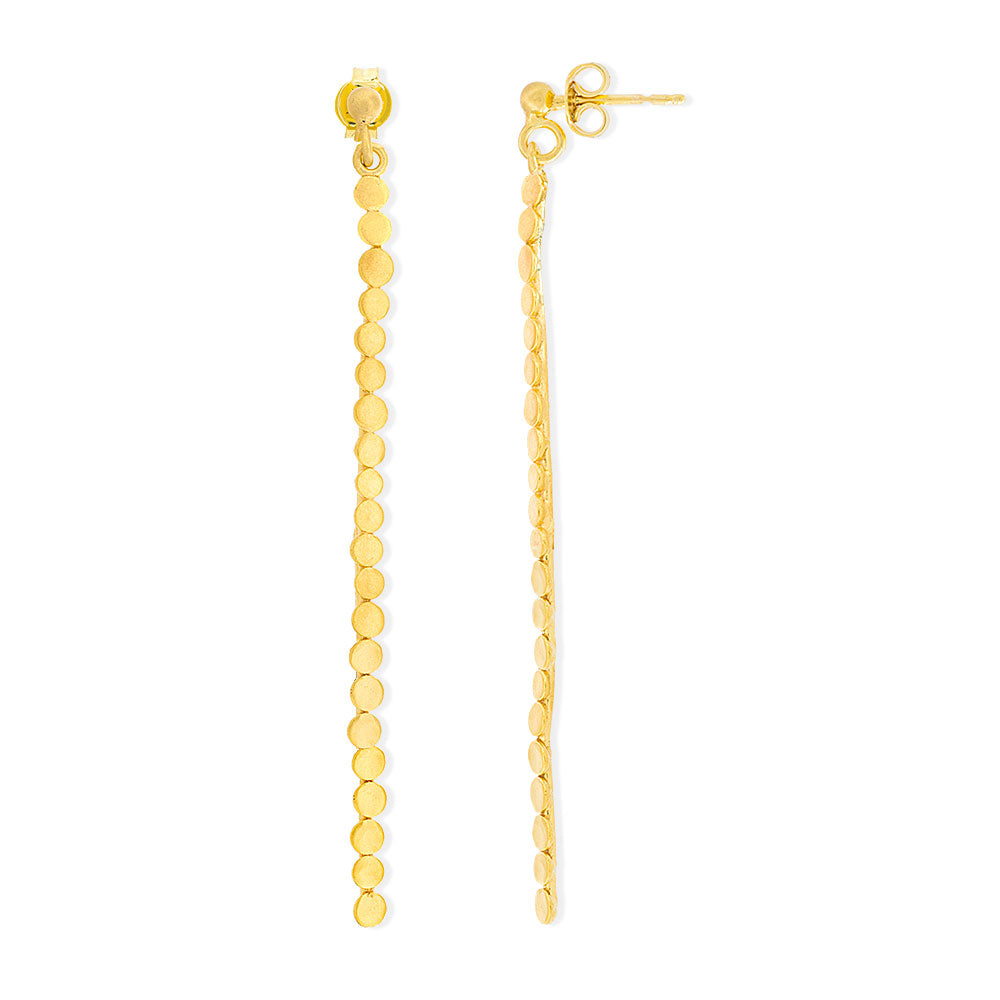 Handmade Gold Plated Silver Long Earrings Dots - Anthos Crafts