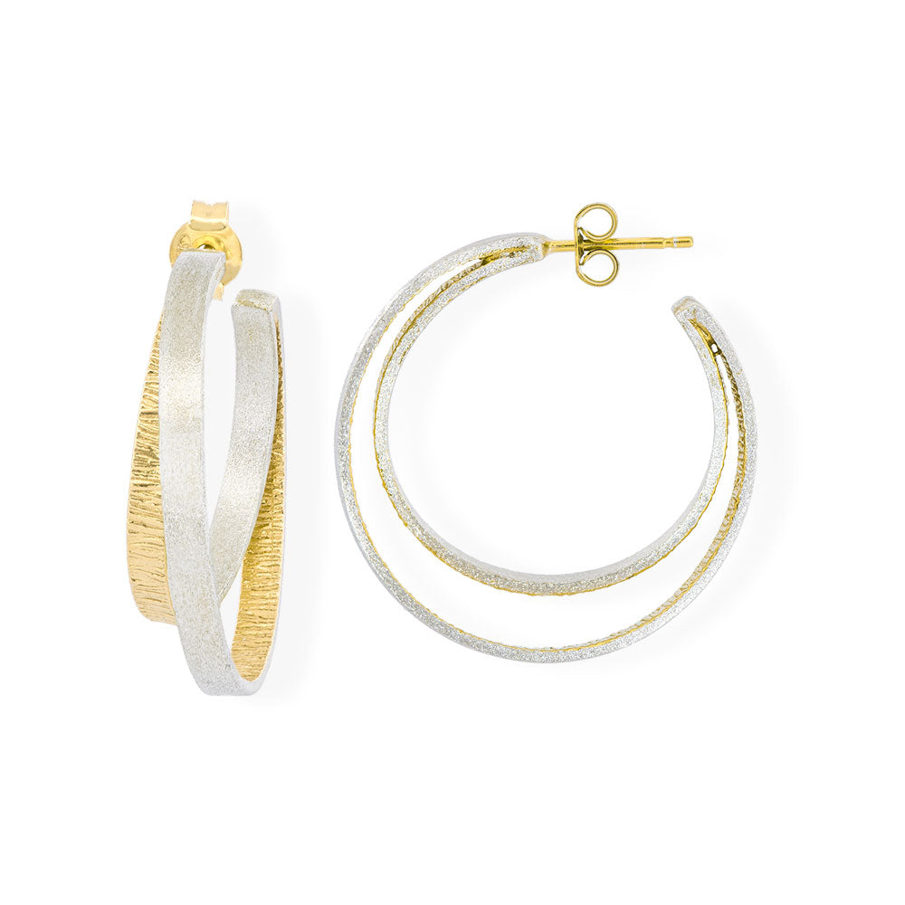 Handmade Gold & Silver Earrings Double Hoops - Anthos Crafts