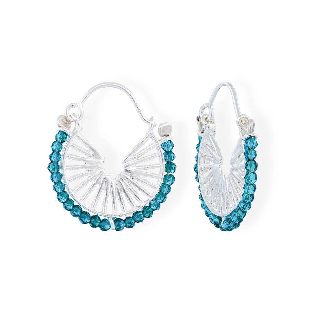 Orecchini in argento fatti a mano con gemme verde Small Waves