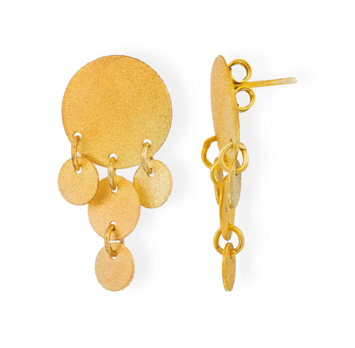 Χειροποίητα Επίχρυσα Ασημένια Σκουλαρίκια με Φλουράκια