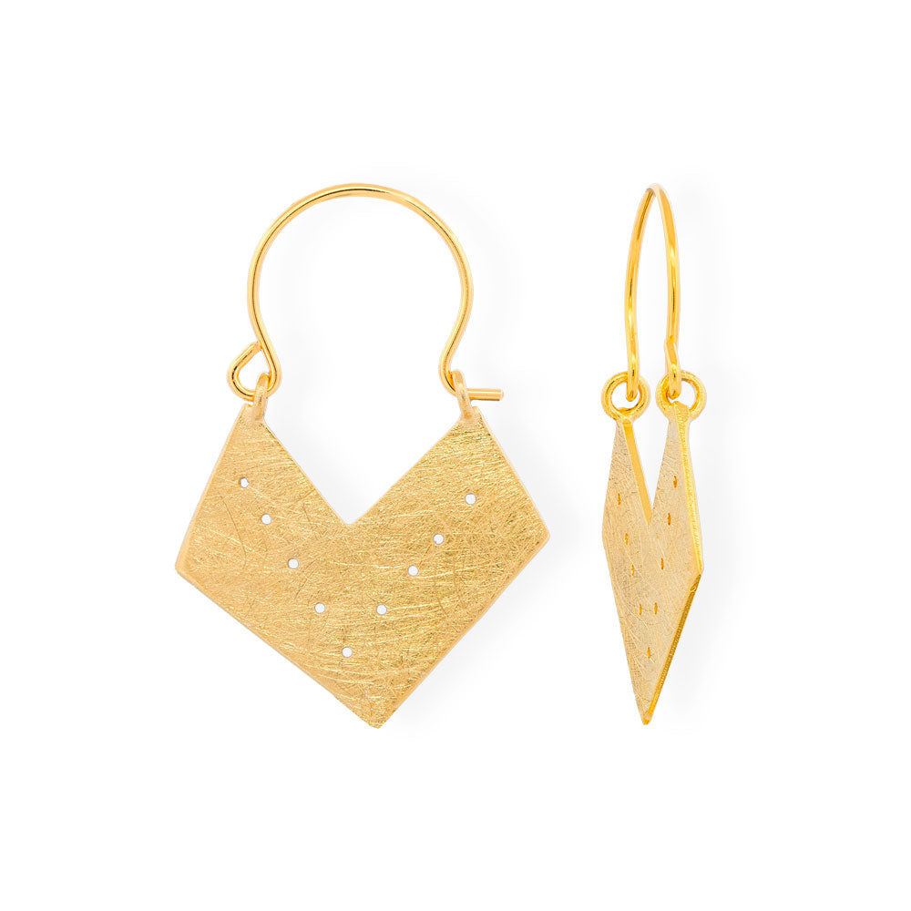 Handmade Gold Plated Silver Drop Earrings - Anthos Crafts