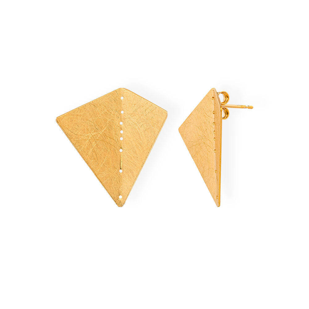 Handmade Gold Plated Silver Geometric Stud Earrings - Anthos Crafts
