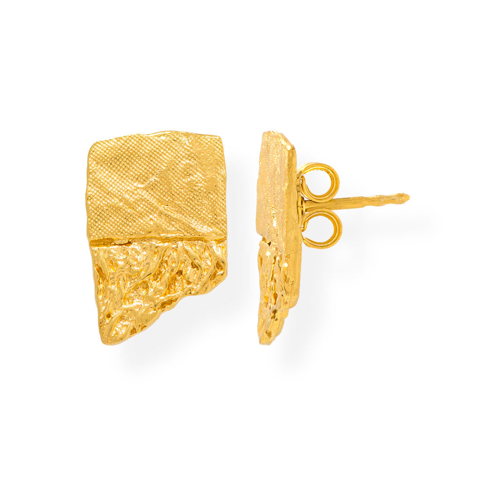 Χειροποίητα Επίχρυσα Ασημένια Σκουλαρίκια Μικρά Τριγωνα με Ζιρκόν