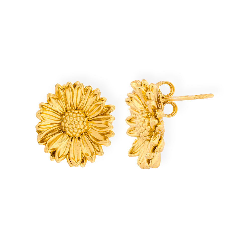 Handmade Gold Plated Silver Daisy Stud Earrings