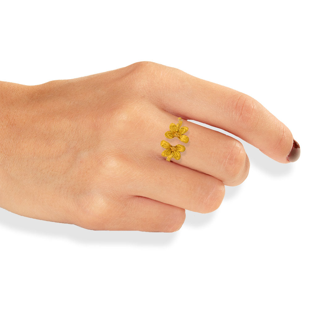 Handmade Gold Plated Silver Little Flowers Ring - Anthos Crafts
