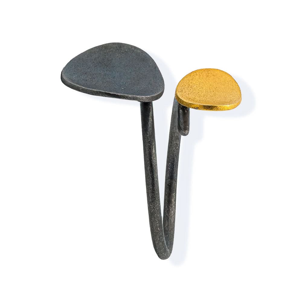 Handmade Gold &amp; Black Plated Silver Ring Oval Shapes - Anthos Crafts