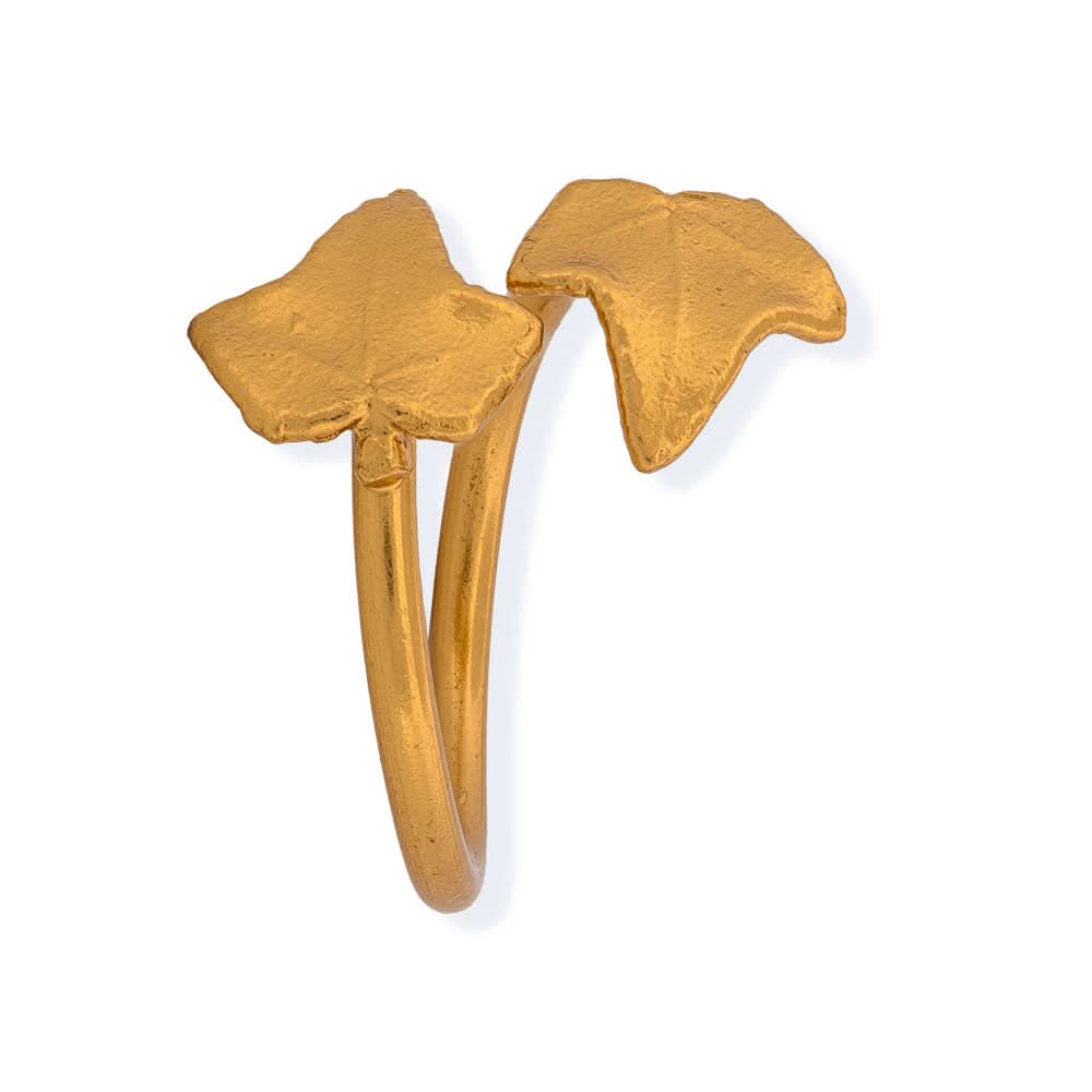 Handmade Gold Plated Silver Little Leaves Ring - Anthos Crafts
