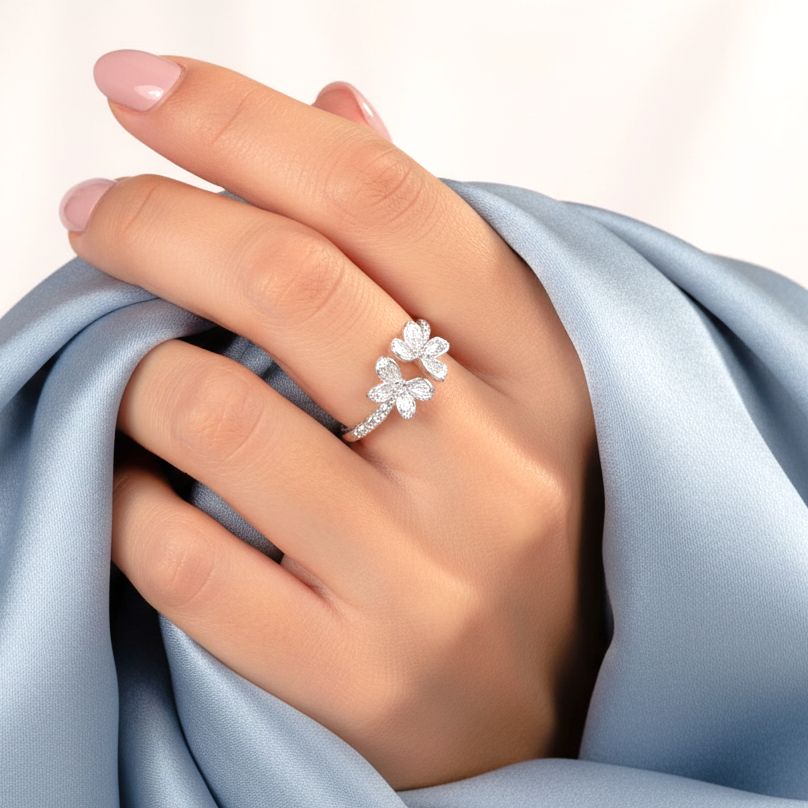 Handmade Silver Ring Little Flowers - Anthos Crafts