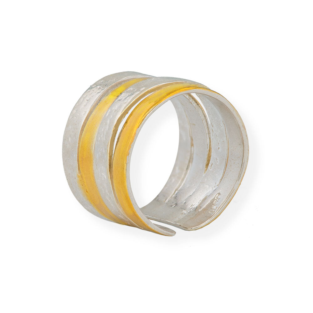 Handmade Gold Plated & Silver Hammered Ring - Anthos Crafts