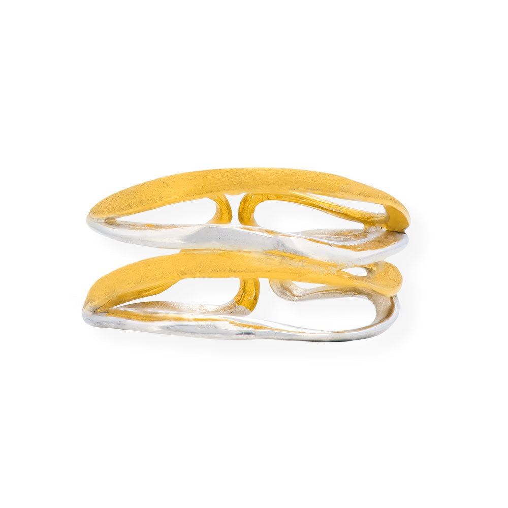 Handmade Gold & Silver Ring With 4 Rows - Anthos Crafts