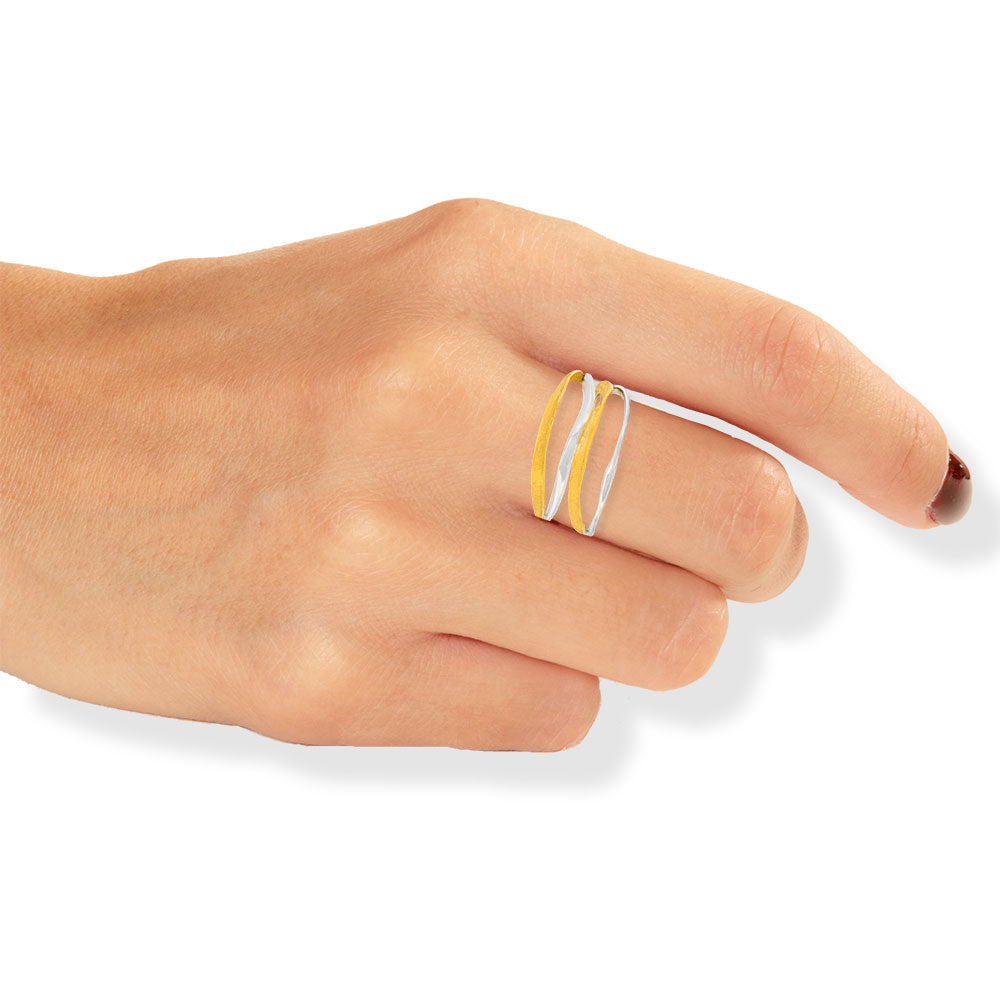 Handmade Gold &amp; Silver Ring With 4 Rows - Anthos Crafts