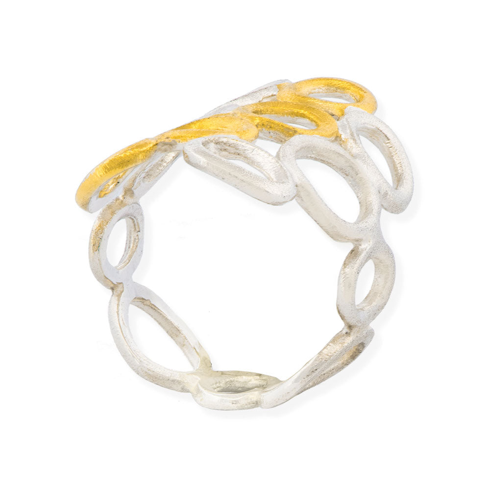 Handmade Gold &amp; Silver Ring With Irregular Circles - Anthos Crafts