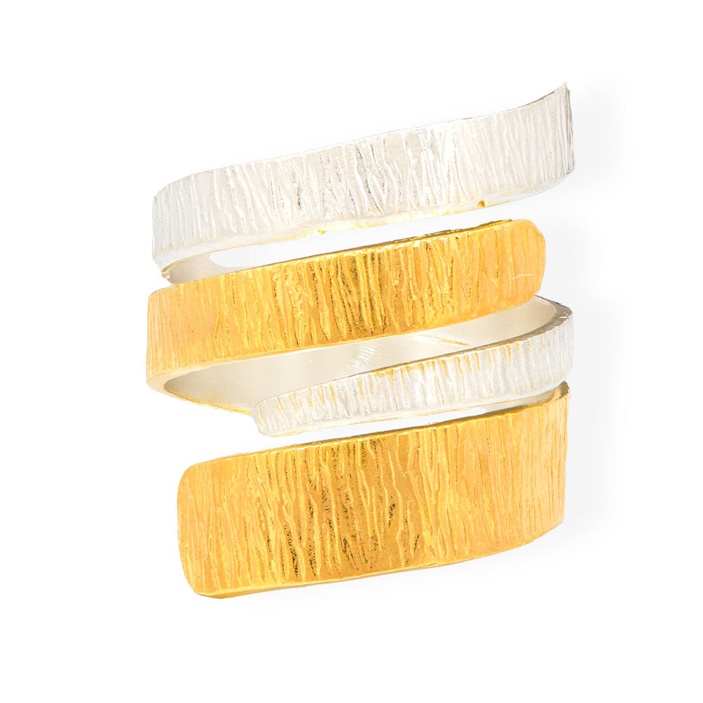 Χειροποίητο Χρυσό & Ασημένιο Δαχτυλίδι Με 4 Σειρές