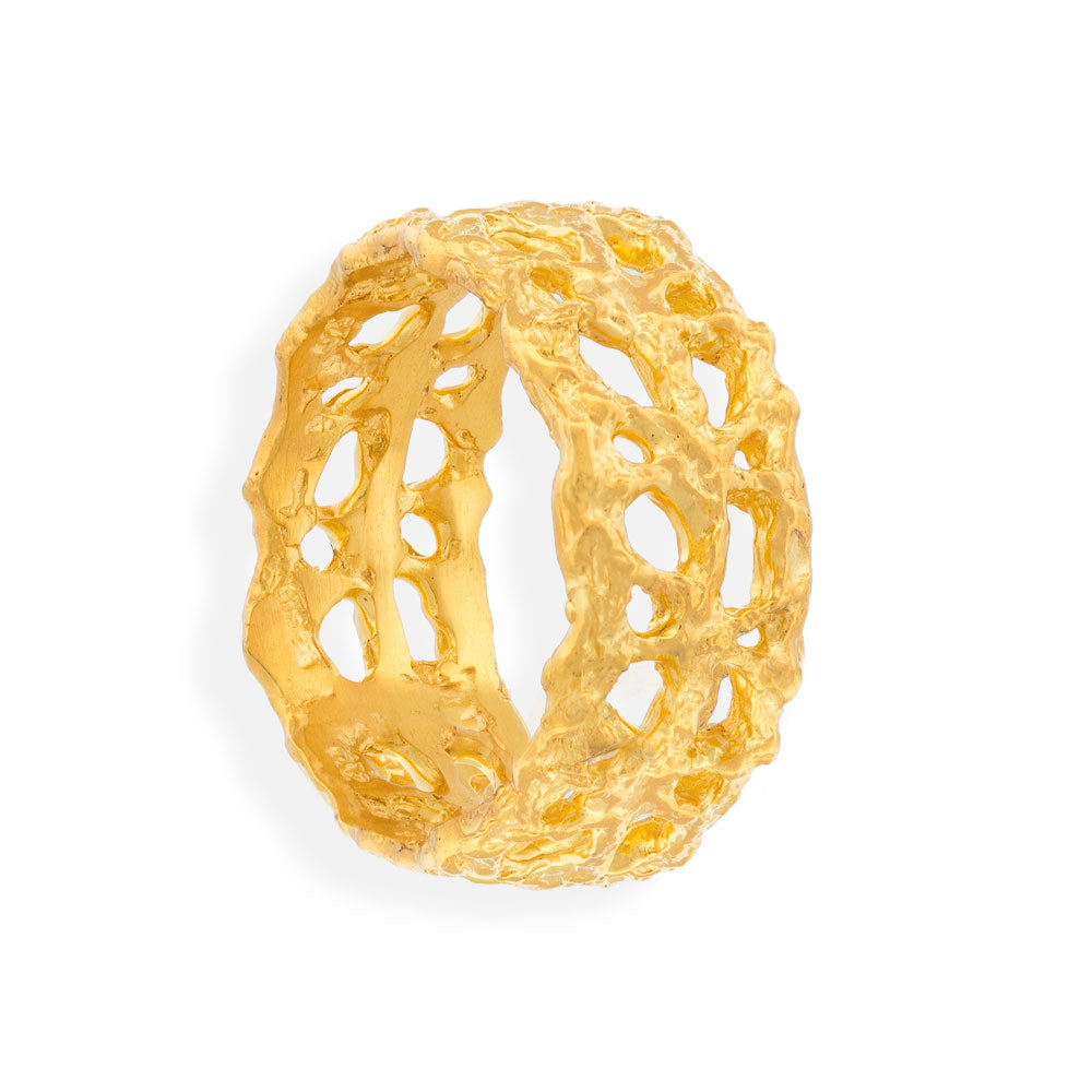 Χειροποίητο Επίχρυσο Ασημένιο Ανάγλυφο Δαχτυλίδι Δαντέλλα