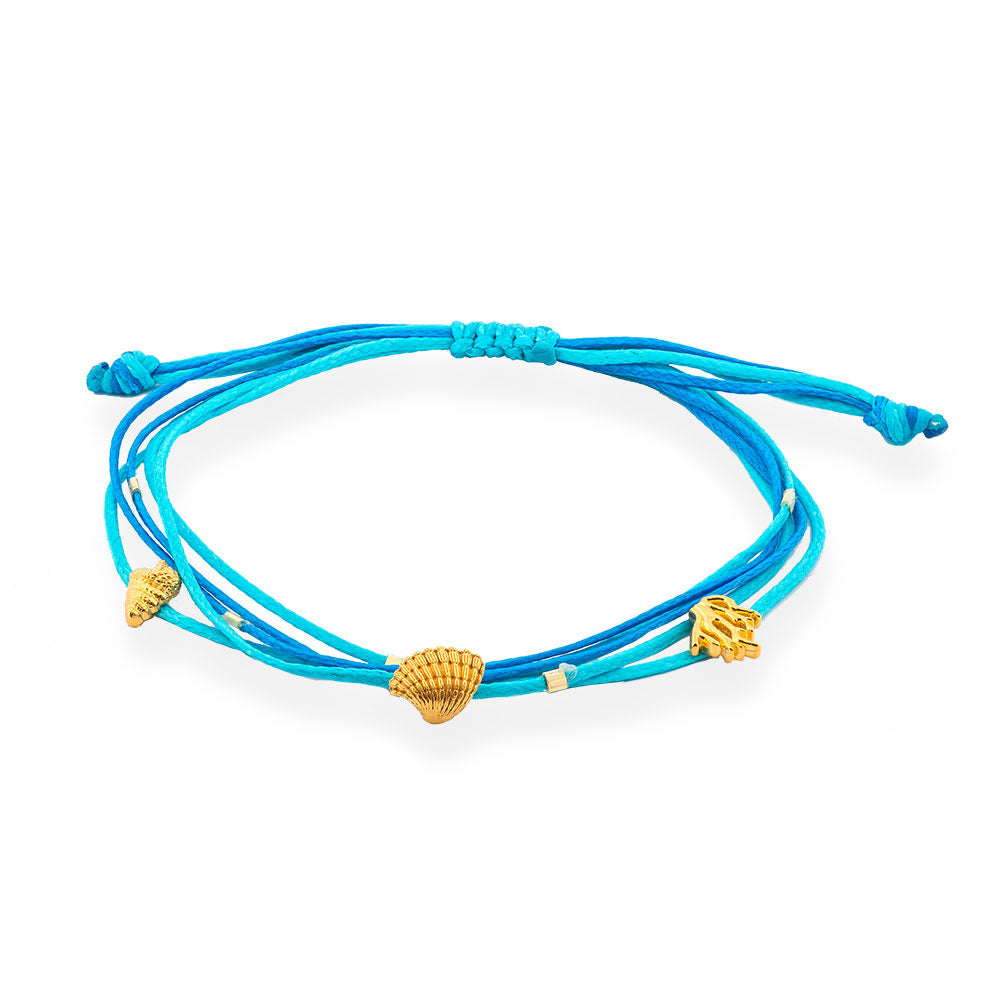 Handmade Turquoise Bracelet With Gold Plated Silver Shell & Coral - Anthos Crafts