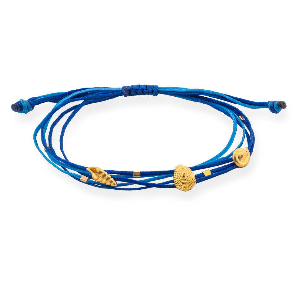 Handmade Navy Bracelet With Gold Plated Silver Shells - Anthos Crafts