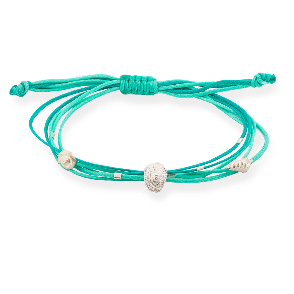 Handmade Turquoise Bracelet With Silver Shells - Anthos Crafts