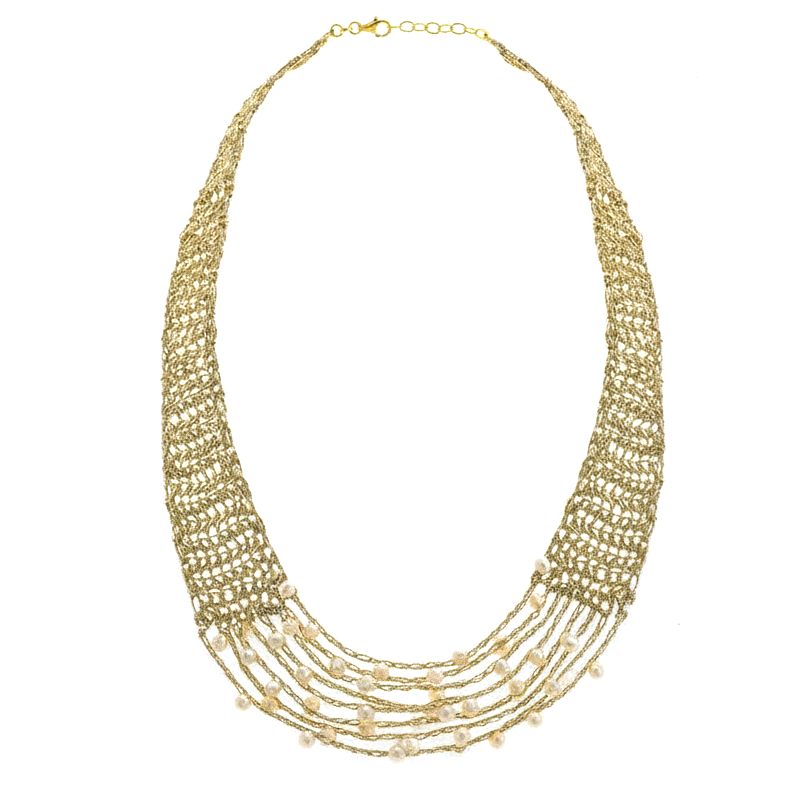 Handmade Gold Plated Choker Necklace with Freshwater Pearls - Anthos Crafts