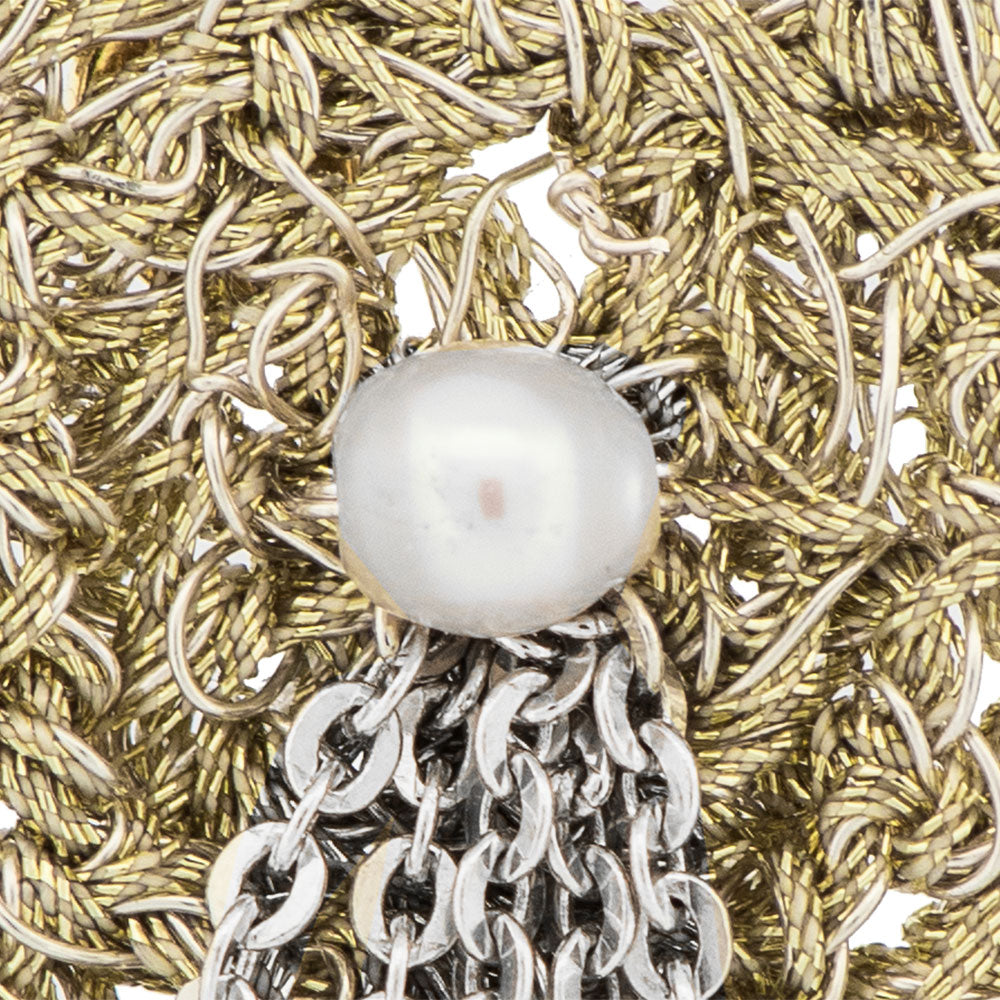 Handmade Gold Plated Crochet Earrings With Silver Fringes - Anthos Crafts