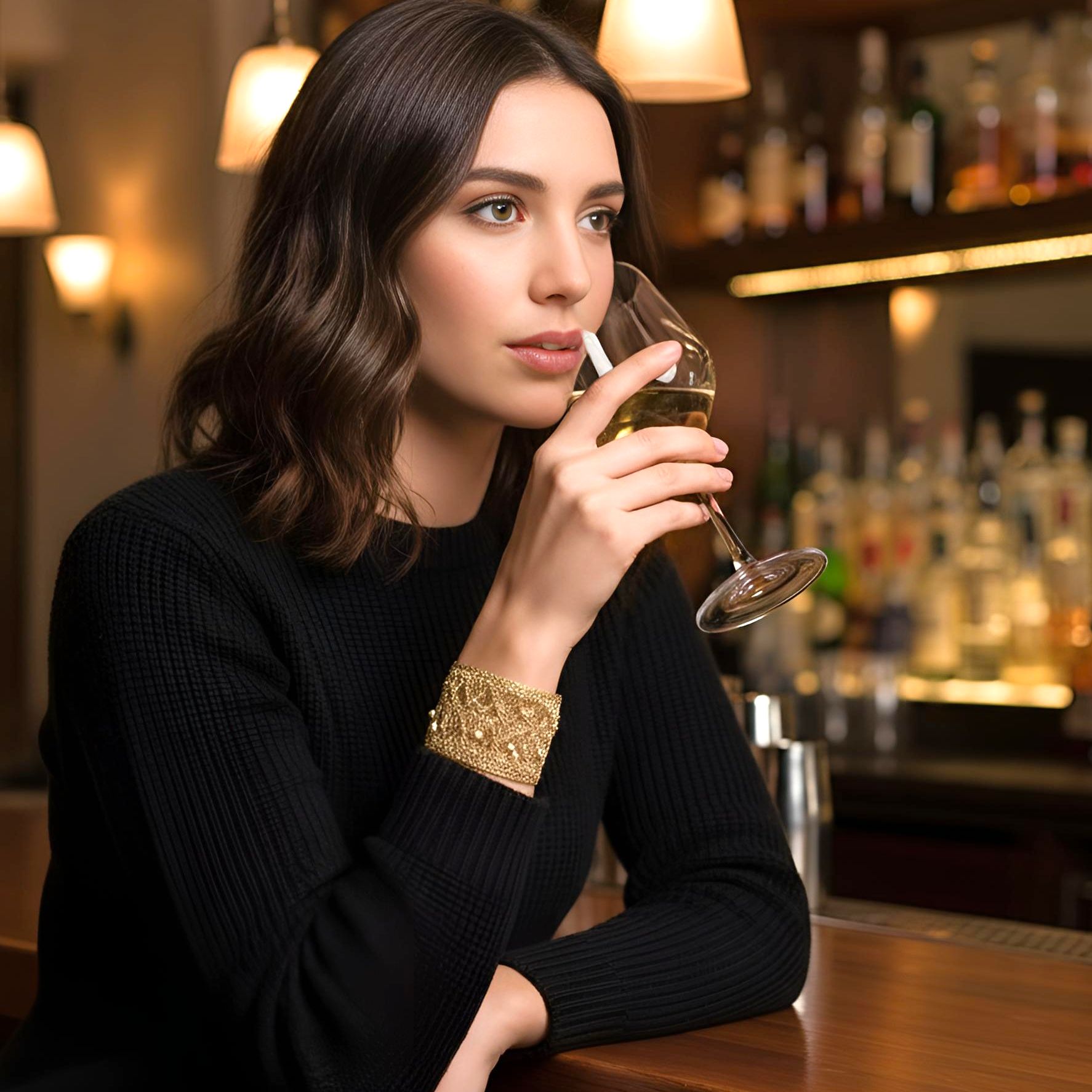 Handmade Gold Plated Crochet Bracelet with Pearls - Anthos Crafts