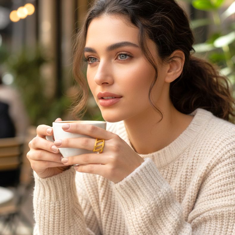 Handmade Gold Plated Silver Hammered Ring Ray Of Light - Anthos Crafts