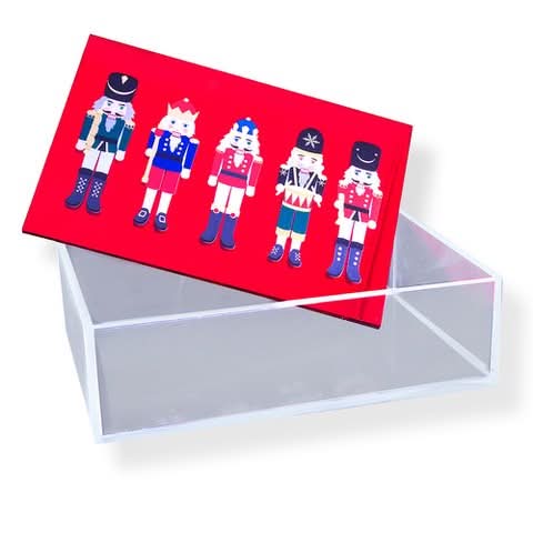 Christmas Decoration Box Nutcracker Soldiers With Red Mirror Made With Plexiglass - Anthos Crafts