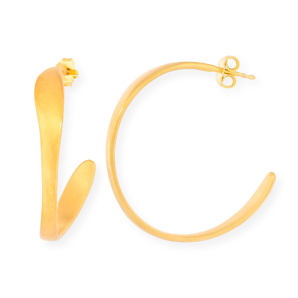 Handmade Gold Plated Silver Hoop Earrings - Anthos Crafts