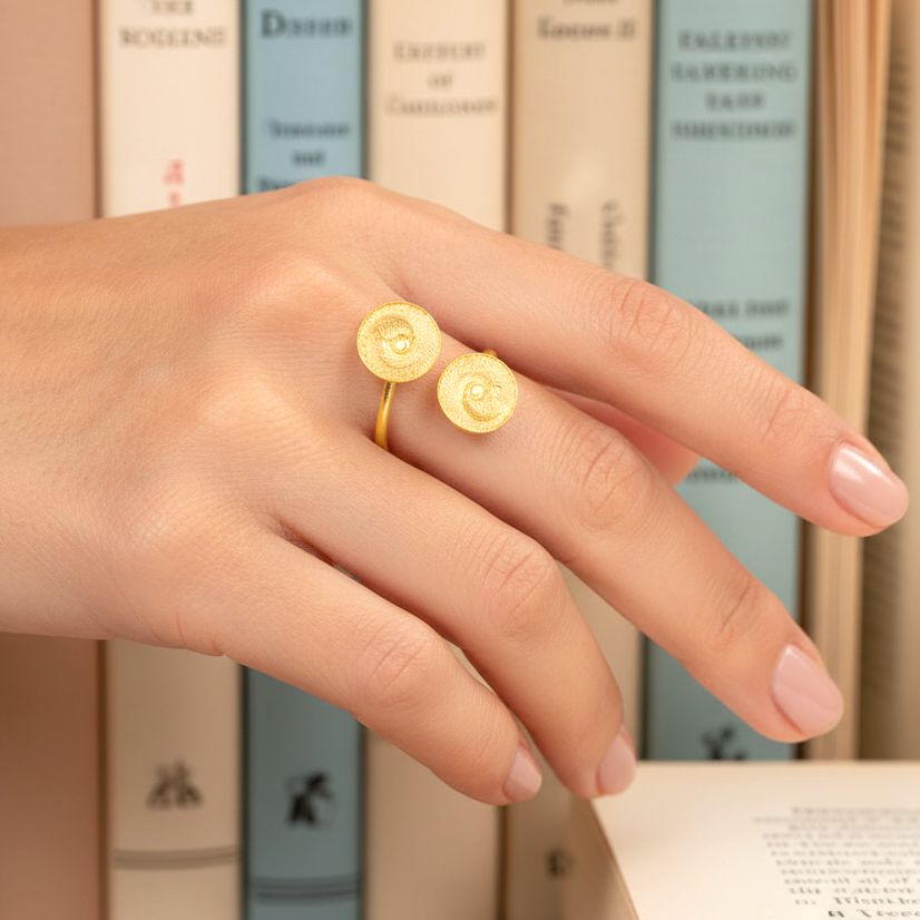 Handmade Gold Plated Ring Little Flowers - Anthos Crafts