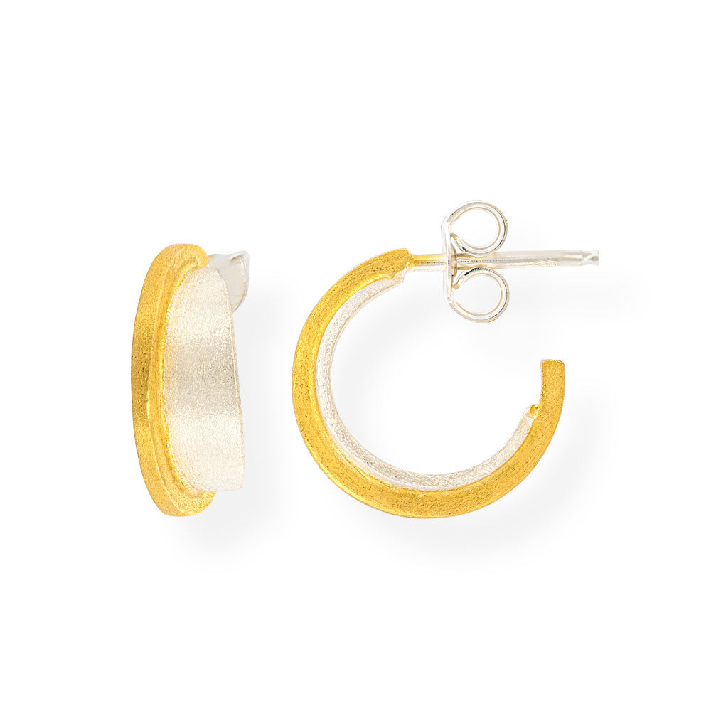 Handmade Gold & Silver Earrings Small Hoops - Anthos Crafts