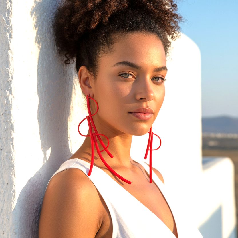Pit earrings: Red
