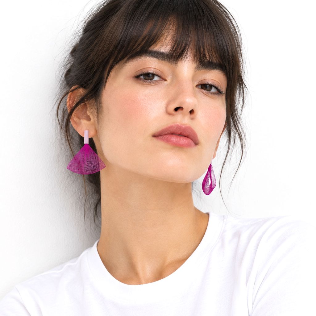 Aluminum Crinoline Earrings Purple "See The Invisible"