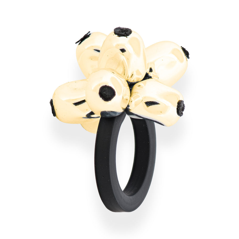 Visions In Noir Acrylic Accents Anello in Gomma Oro
