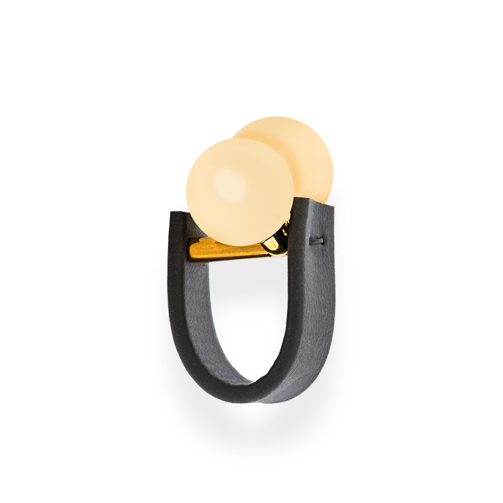 Acrylic Silver Plated Hematite Elements Rubber Ring Gold "Visions In Noir"