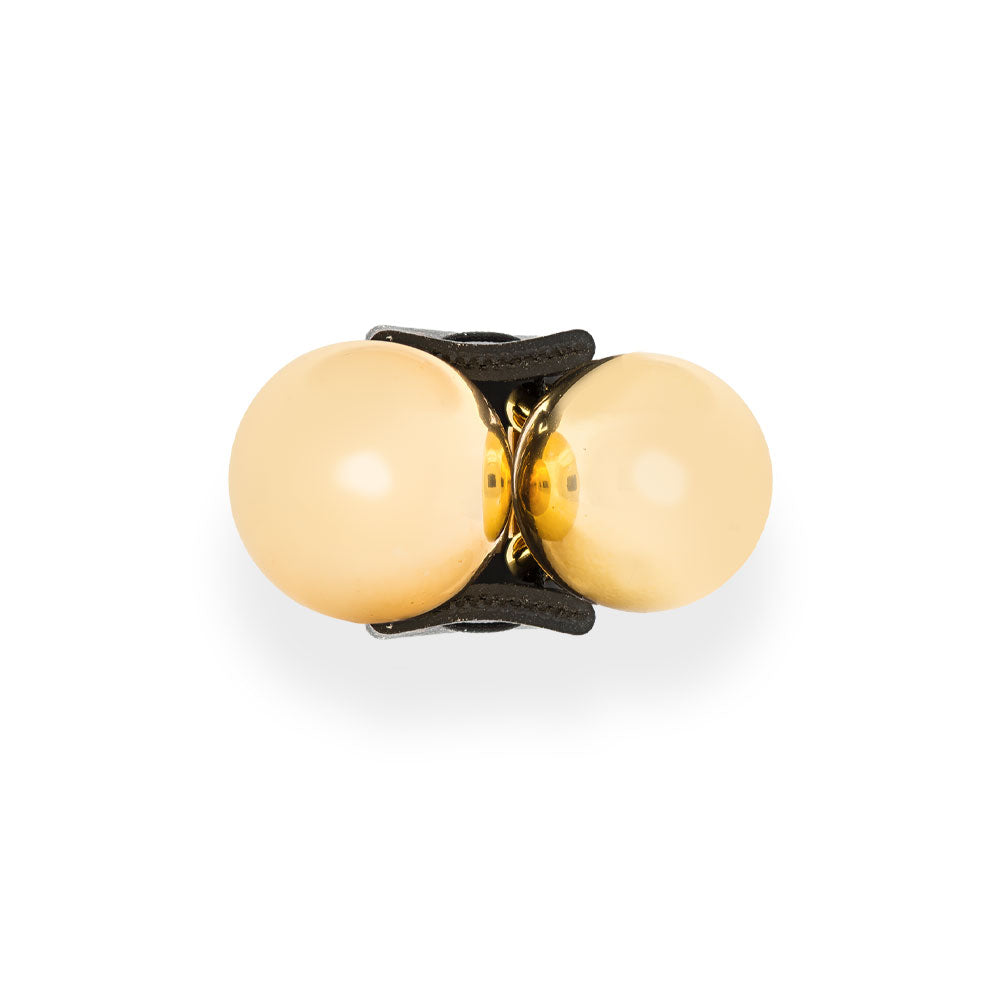 Acrylic Silver Plated Hematite Elements Rubber Ring Gold "Visions In Noir"