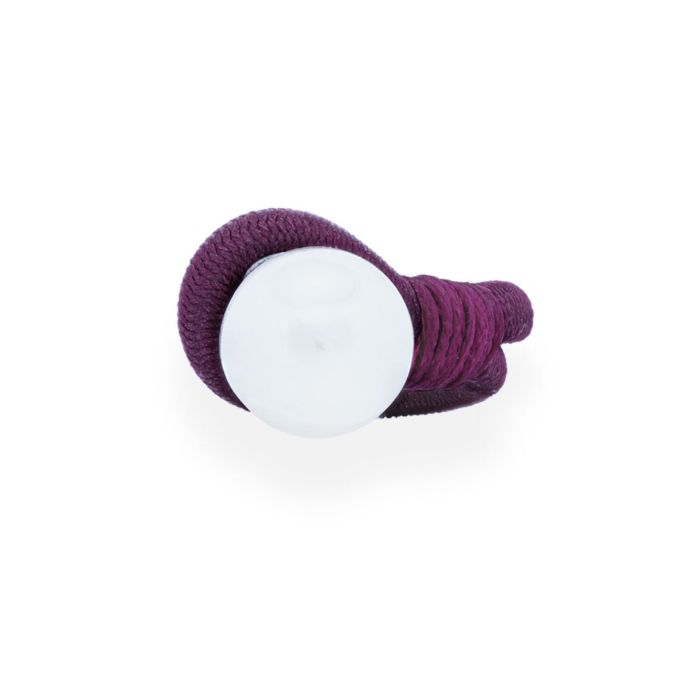 Elastic Cord Ring Burgundy Silver "Beyond Simplicity" - Anthos Crafts