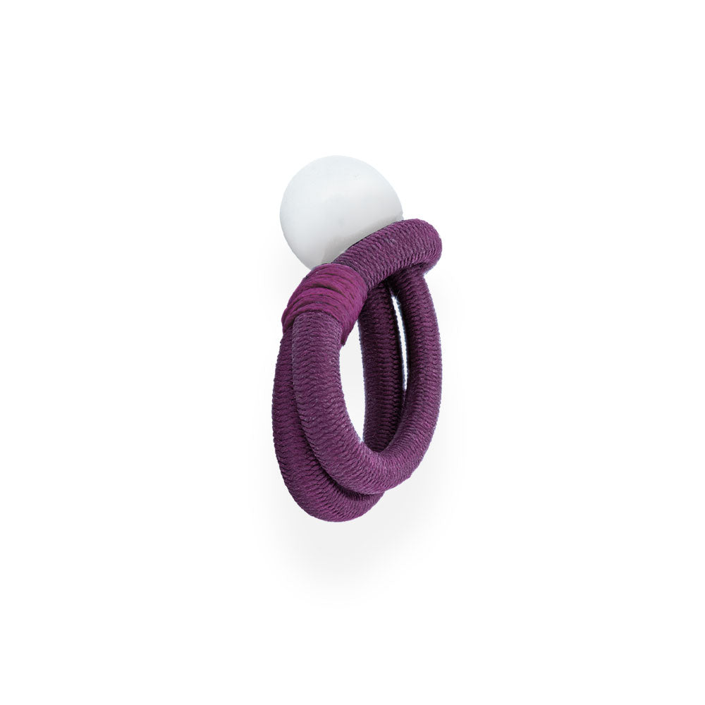 Elastic Cord Ring Burgundy Silver "Beyond Simplicity" - Anthos Crafts